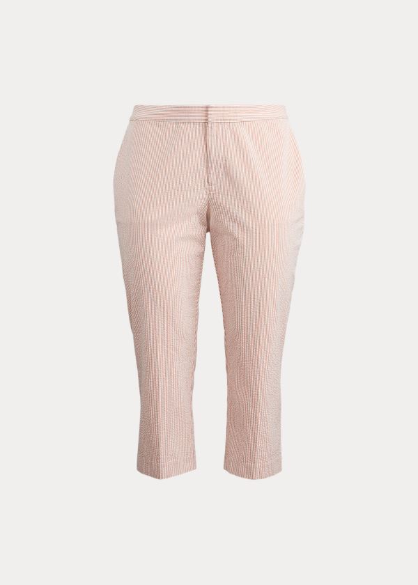 Calças Ralph Lauren Seersucker Straight Mulher 90135-WBVK